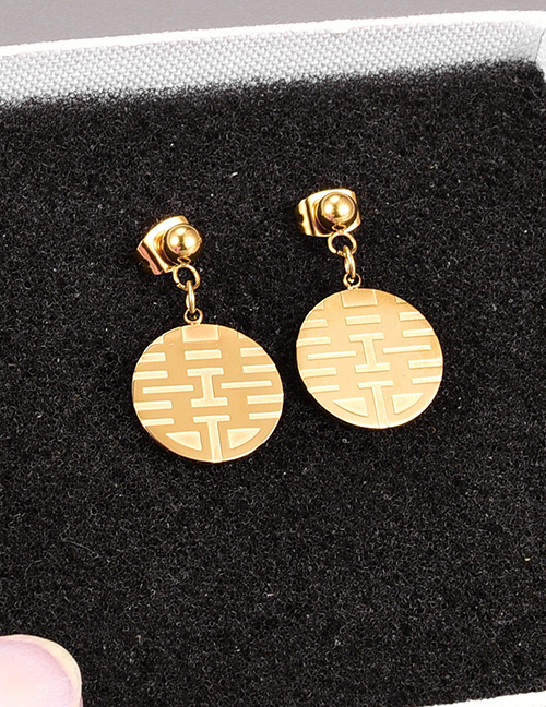 Fashion Gold Color Titanium Steel Happy Word Earrings