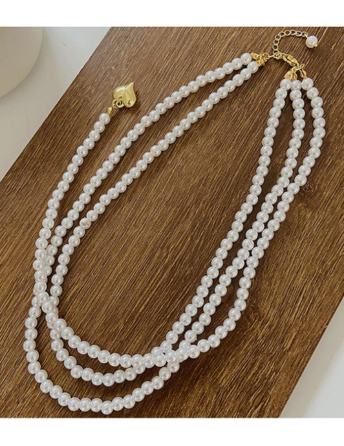 Fashion Gold Color Pearl Beaded Heart Necklace