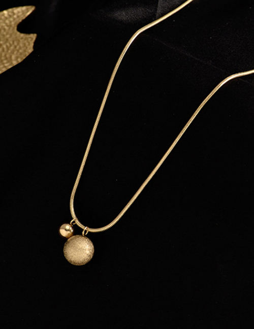 Fashion Gold Color Titanium Frosted Solid Ball Necklace