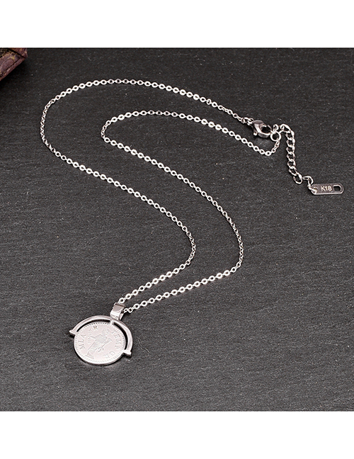 Fashion Silver Color Titanium Geometric Medal Necklace