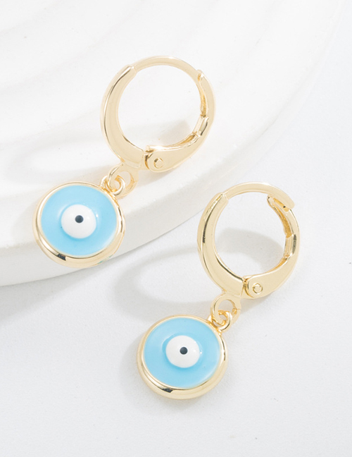 Fashion Sky Blue Copper Gold Plated Oil Eye Earrings