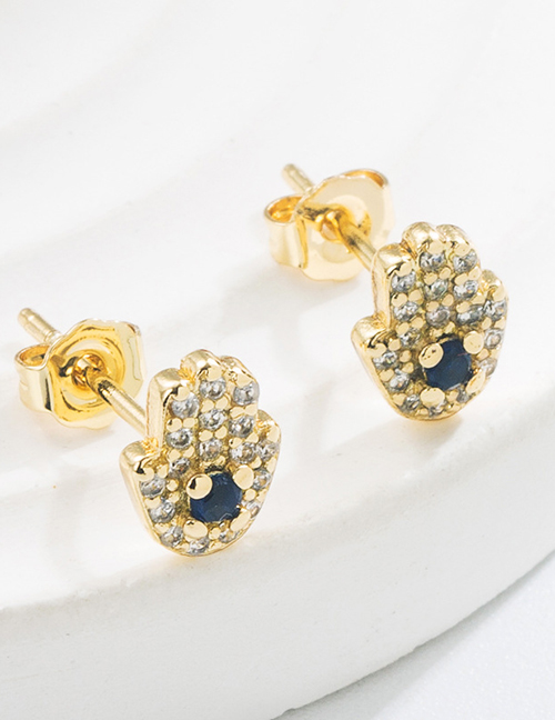 Fashion Palm Brass Gold Plated Diamond Palm Stud Earrings