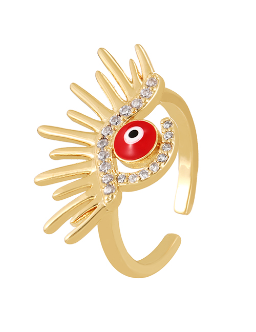Fashion Red Bronze Zircon Oil Drop Eye Ring