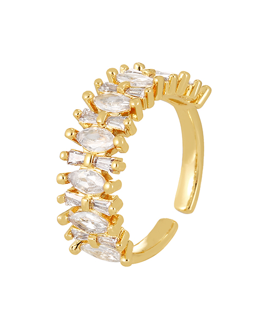 Fashion White Copper Set Zircon Geometric Ring