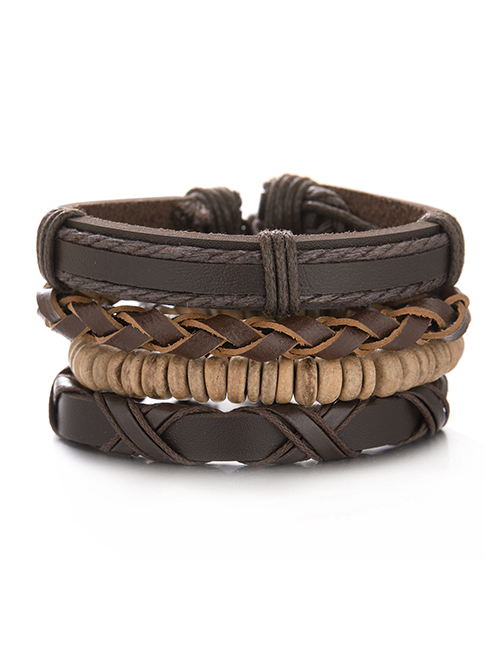 Fashion 8# Leatherette Woven Multilayer Bracelet Set