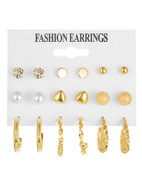 Fashion 8# Alloy Diamond Pearl Heart Thread Earring Set
