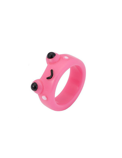 Fashion Pink Resin Frog Cartoon Ring