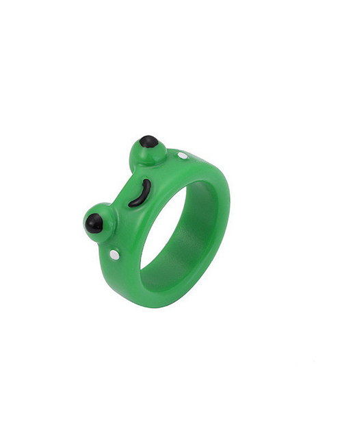 Fashion Green Resin Frog Cartoon Ring