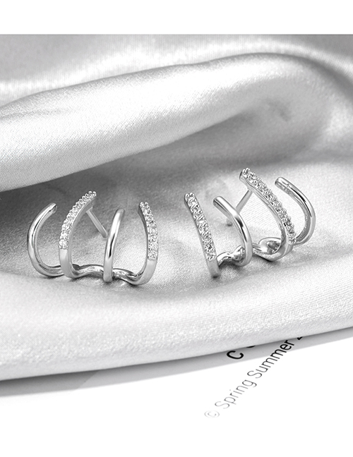 Fashion 5# Alloy Four-claw Diamond Stud Earrings