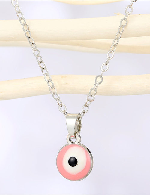 Fashion Pink Resin Drip Oil Eye Necklace