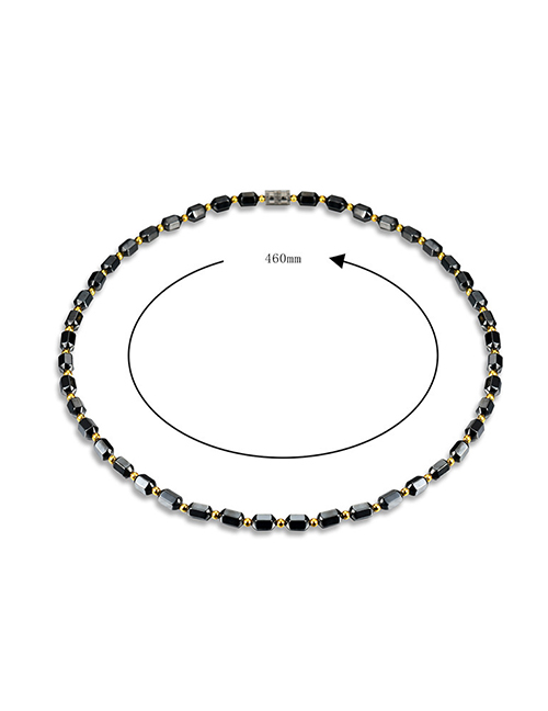 Fashion 1# Black Magnetic Geometric Beaded Necklace