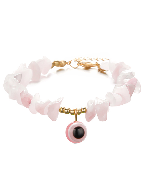 Fashion Pink Geometric Gravel Beaded Eye Bracelet