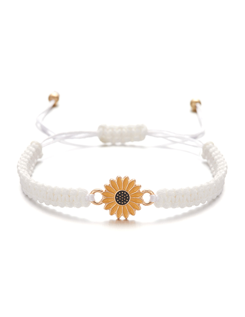 Fashion White Cord Braided Sunflower Bracelet
