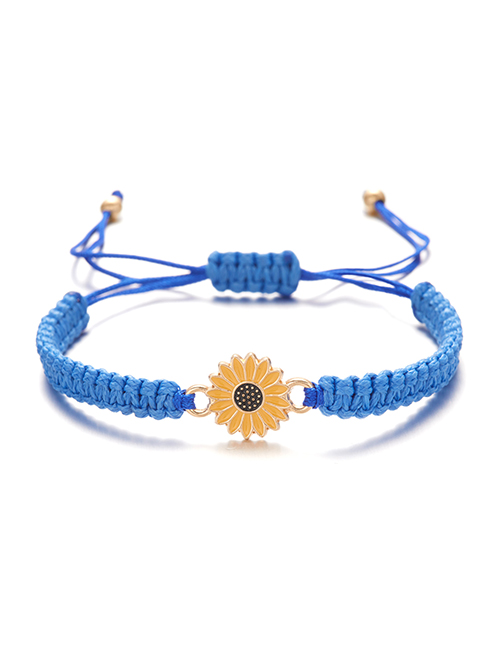 Fashion Blue Cord Braided Sunflower Bracelet