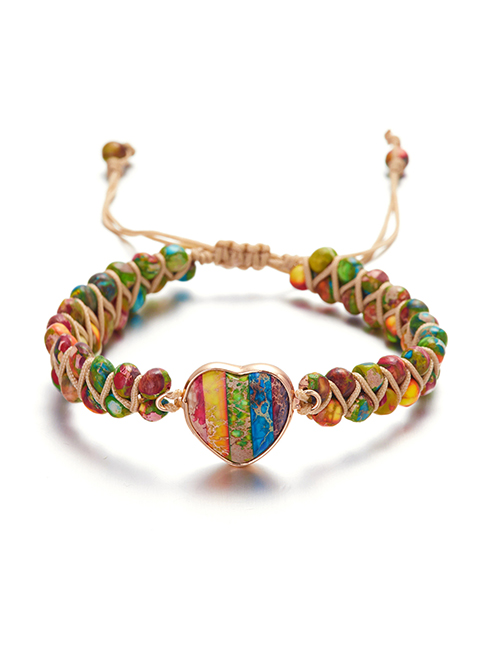 Fashion Color-2 Geometric Emperor Heart Beaded Double Wrap Bracelet