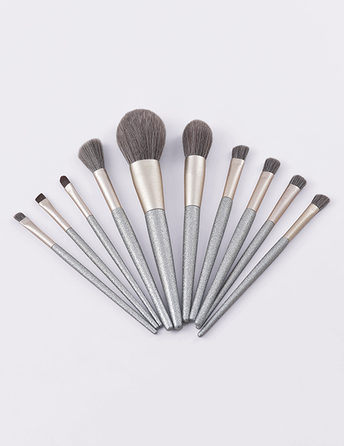 Fashion Frosted Grey Set Of 10 High Quality Matte Grey Makeup Brushes