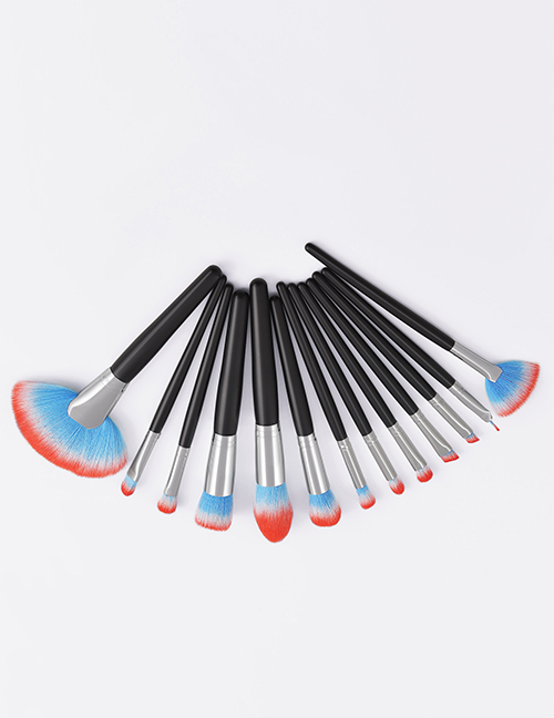 Fashion Colorful Set Of 13 Black Blue Red Colorful Hair Makeup Brushes