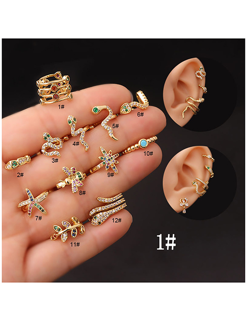 Fashion 1# Metal Zirconium Serpentine Starburst Bee Starfish Leaf Piercing Stud Earrings