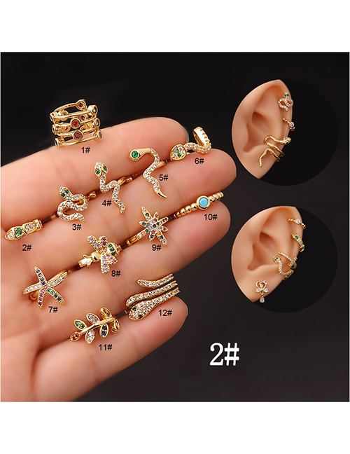 Fashion 2# Metal Zirconium Serpentine Starburst Bee Starfish Leaf Piercing Stud Earrings