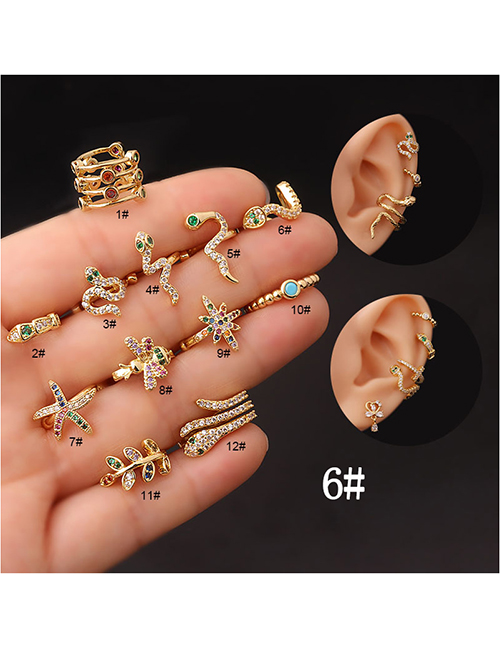 Fashion 6# Metal Zirconium Serpentine Starburst Bee Starfish Leaf Piercing Stud Earrings