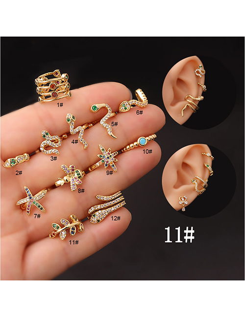 Fashion 11# Metal Zirconium Serpentine Starburst Bee Starfish Leaf Piercing Stud Earrings