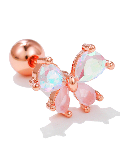 Fashion 4# Stainless Steel Diamond Butterfly Piercing Stud Earrings