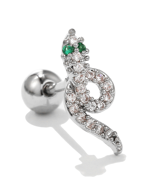 Fashion 7# Stainless Steel Diamond Serpent Piercing Stud Earrings