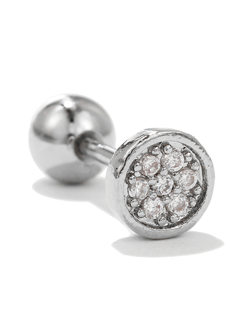 Fashion 10# Stainless Steel Diamond Round Pierced Stud Earrings