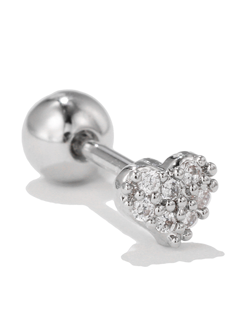 Fashion 7# Titanium Diamond Geometric Heart Piercing Stud Earrings