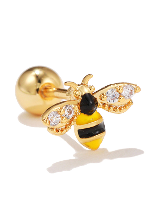 Fashion 9# Titanium Steel Bee Piercing Stud Earrings