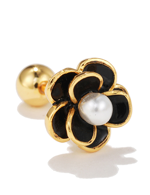 Fashion 2# Titanium Steel Pearl Camellia Piercing Stud Earrings
