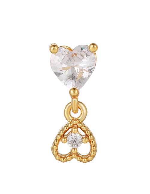 Fashion 6# Titanium Diamond Geometric Heart Piercing Stud Earrings