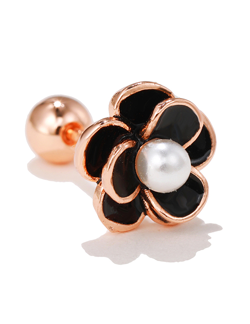 Fashion 2# Titanium Steel Pearl Camellia Piercing Stud Earrings