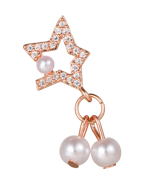 Fashion 8# Titanium Diamond Star Pearl Piercing Stud Earrings