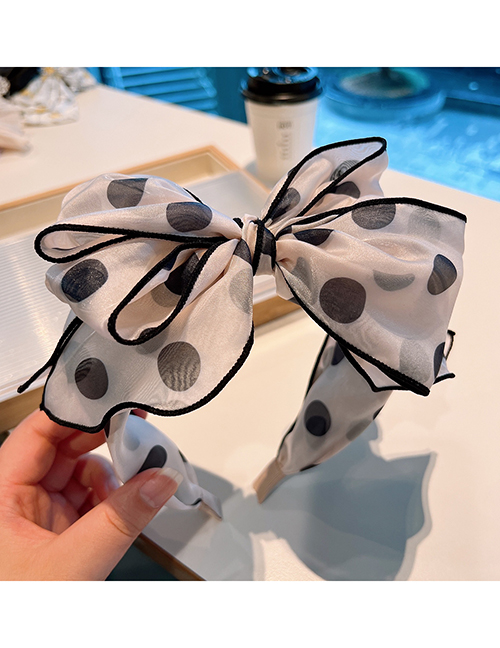 Fashion Big Polka Dot Black Polka-dot Organza Three-dimensional Multi-layer Bow Headband