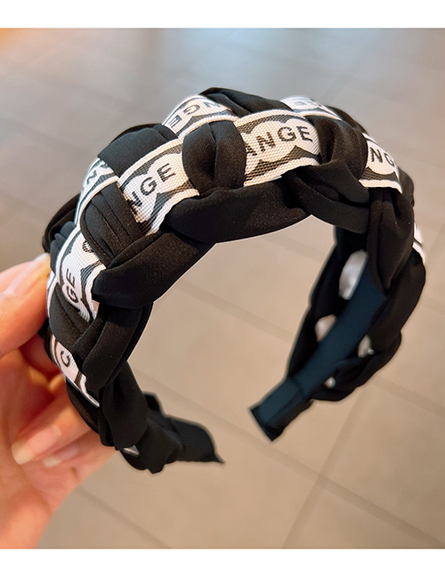 Fashion Black Fabric Letter Twist Braided Headband