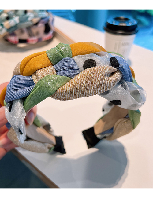 Fashion Yellow-green-blue Series (good-looking And White) Fabric Geometric Twist Braided Wide-brimmed Headband