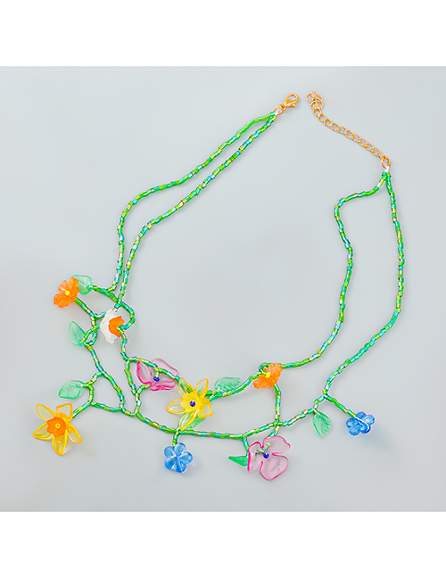Fashion Color Plexiglas Tube Floral Braided Necklace