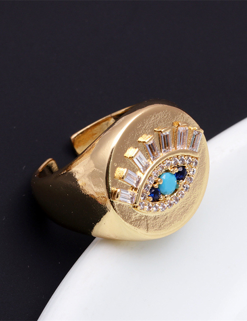 Fashion 5# Brass Diamond Eye Open Ring