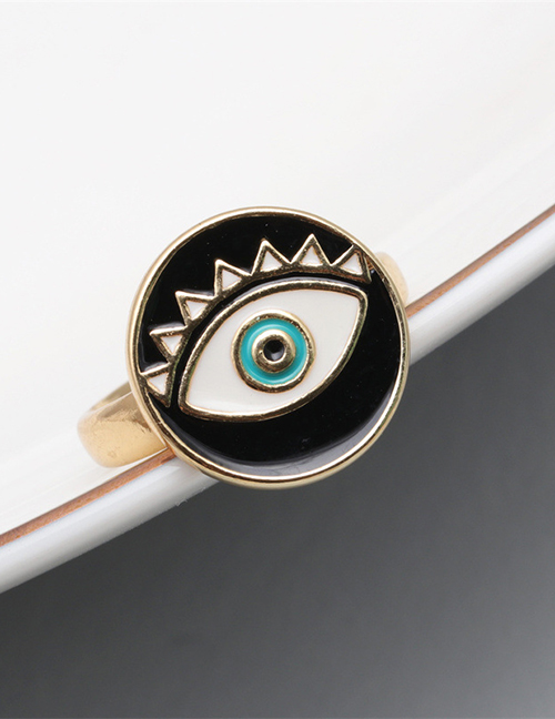 Fashion Black Copper Drip Oil Eye Open Ring
