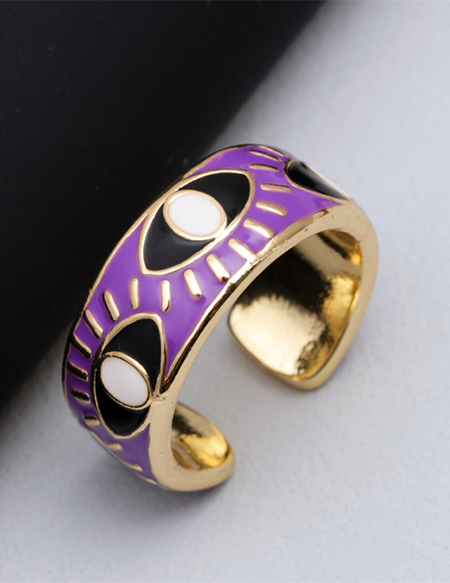 Fashion Purple Copper Drip Oil Eye Open Ring