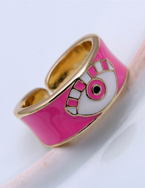 Fashion Pink Copper Drip Oil Eye Open Ring