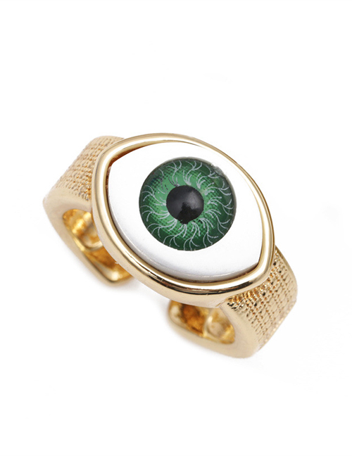 Fashion Green Copper Gold Plated Geometry Eye Open Ring