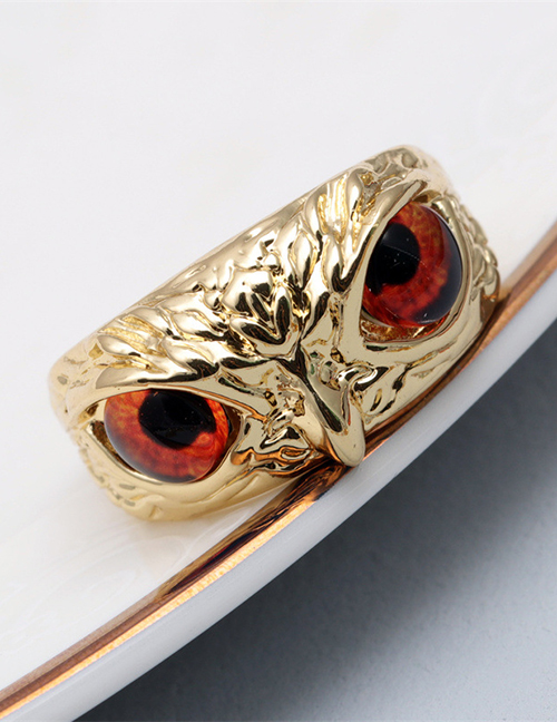 Fashion Red Bronze Zirconium Owl Open Ring