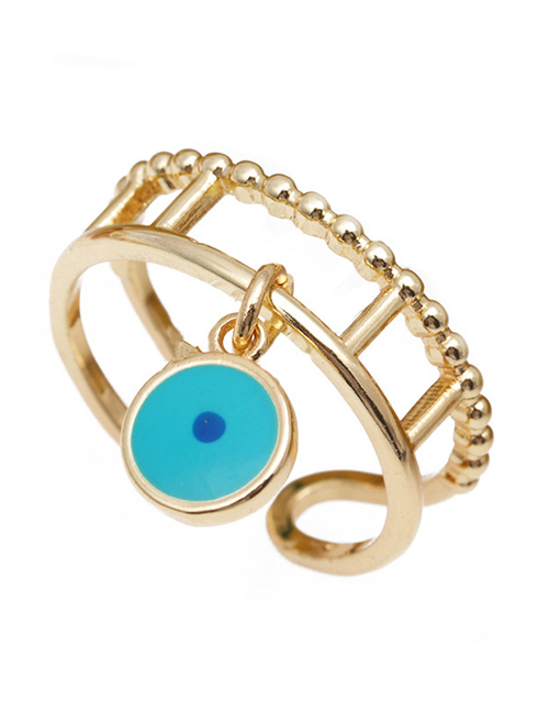 Fashion Blue Copper Drip Oil Eye Open Ring