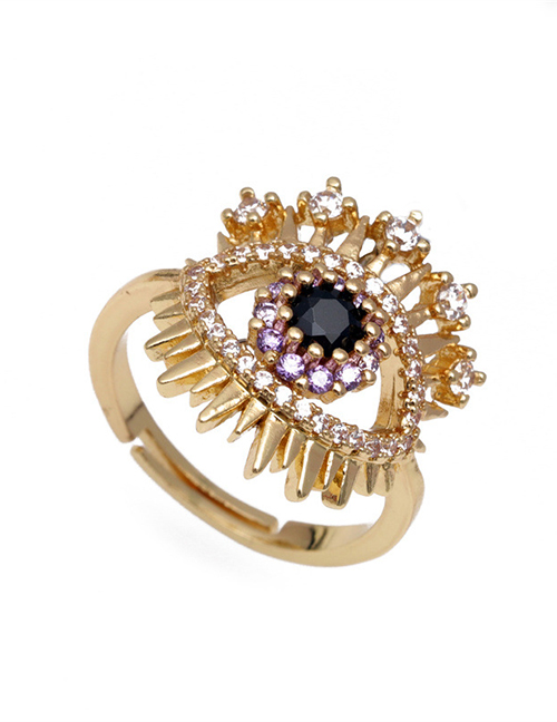 Fashion 3# Bronze Zirconium Eye Open Ring