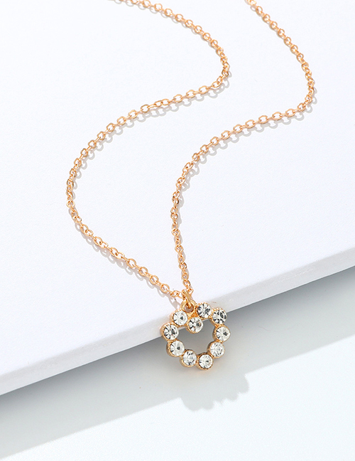 Fashion Hollow Out Alloy Diamond Openwork Heart Necklace