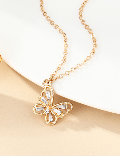 Fashion Butterfly Alloy Diamond Butterfly Necklace