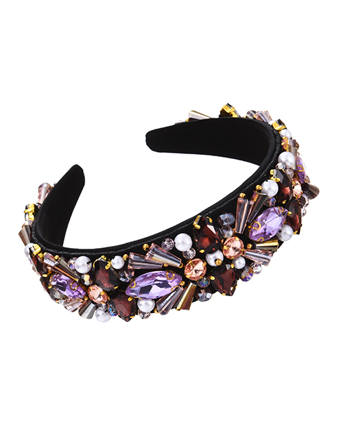 Fashion Color-2 Fabric Diamond-encrusted Pearl Resin Drop Headband