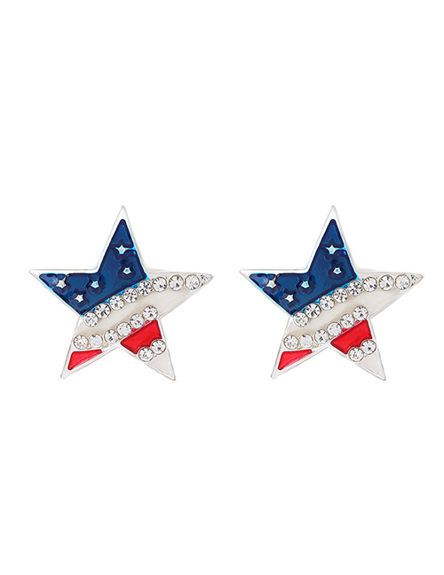 Fashion 04 Star Earrings Alloy Diamond Pentagram Stud Earrings